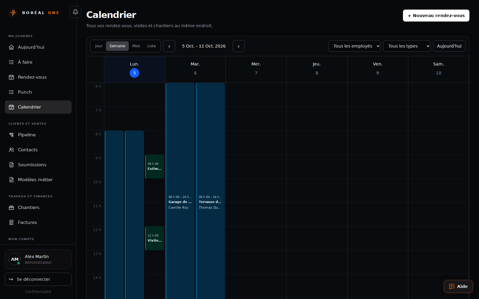 Organiser votre calendrier — interface avec données fictives